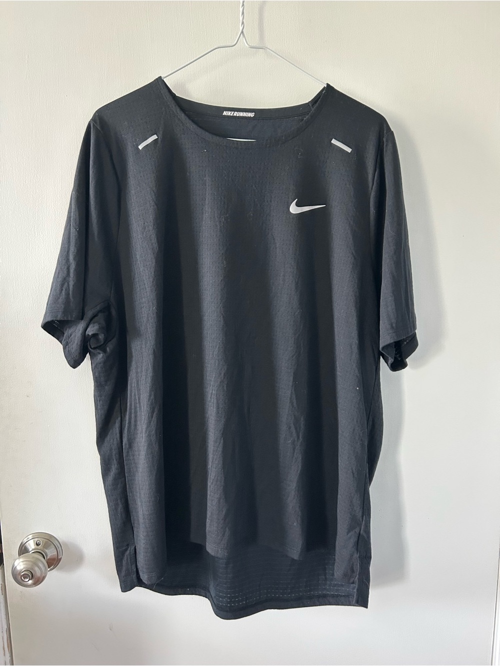 Nike Black Short-Sleeve Performance Tee with White Swoosh